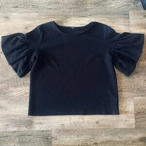 Express Black Oversized Ruffle Sleeve Top Size L